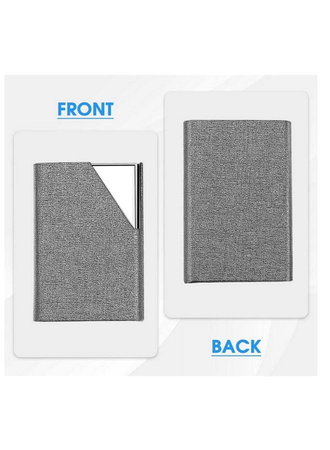 قطعة واحدة حافظة بطاقات عمل مغناطيسية من جلد البولي يوريثان مع حالة فولاذية مقاومة للصدأ لحفظ بطاقات الهوية وبطاقات العمل للرجال والنساء في المكتب مقاس 95*63 مم - Image 3